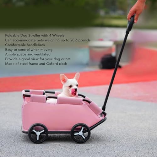 4-Rad Faltbare Hundekarre, Tragbarer Kinderwagen für Haustiere, Katze Hundewagen Hundebuggy, 51 X 35 X 23cm Hundewagen für Hunde, Katzen und Andere Kleintiere