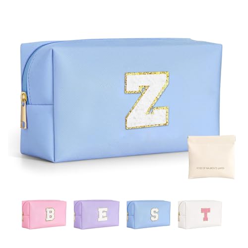 LIAN Initial Makeup Bag Personalized Cosmetic Bags Cute Makeup Pouch Travel Bags Birthday Gift for Women Preppy Things for Girls (Blue-Z) by Lian - Used condition - CA$13.76