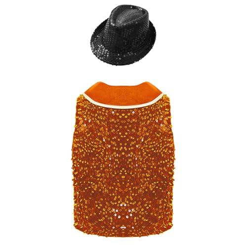 JEYPINMI Unisex Girls Boys Stage Show Performance Tops Hip Hop Jazz Modern Dance Vest Shiny Party Waistcoat3