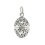 Sterling Silver Filigree Aromatherapy Egg Locket Pendant