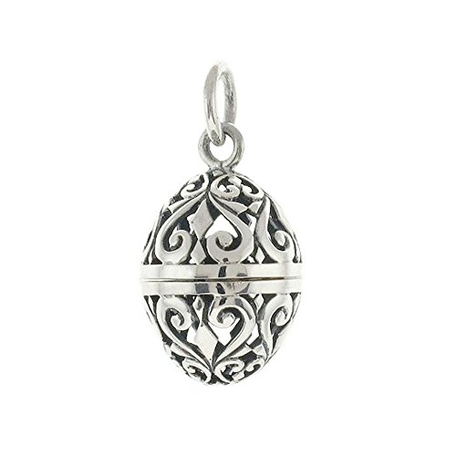 Egg Pendant Sterling Silver Locket Filigree Aromatherapy
