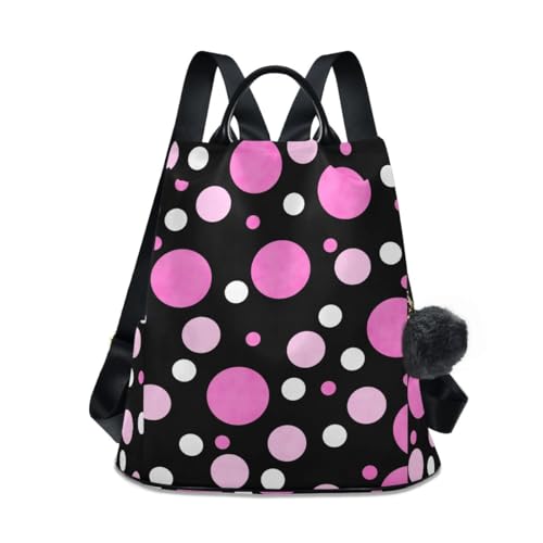 Sac à dos rose à pois femme décontracté fermeture éclair