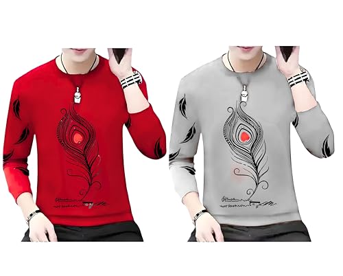 Image of Men Round Neck Cotton Blend Stylish Printed T-Shirt