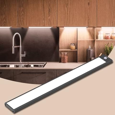 YEELIGHT Cupboard Lights, 71 LEDs Closet Light Motion Sensored Rechargeable,4000K Dimmable Under Cabinet Lighting, 15.74 Inch Magnetic Stick on Lights for Closet, Wardrobe, Stairs, Car Cover