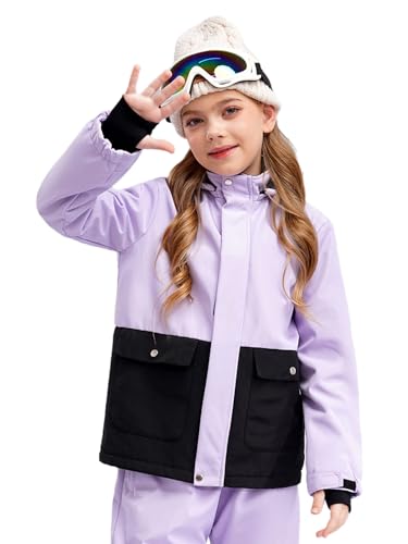 Kids Girls Waterproof Ski Jacket RainCoat Warm Fleece Hooded Winter Snow Coat Outwear2