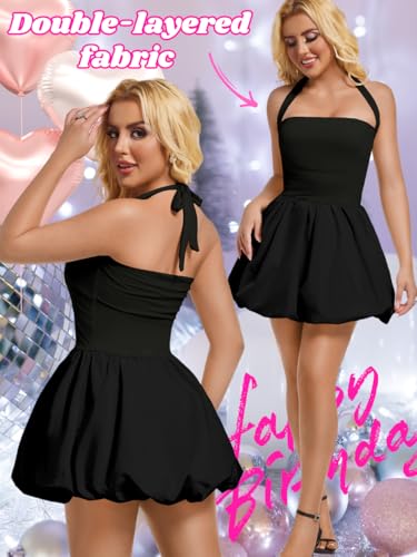 Halter Mini Bubble Dress, Date Night Birthday Homecoming, Coquette Short Corset for Women, Sexy Cute Going Out4