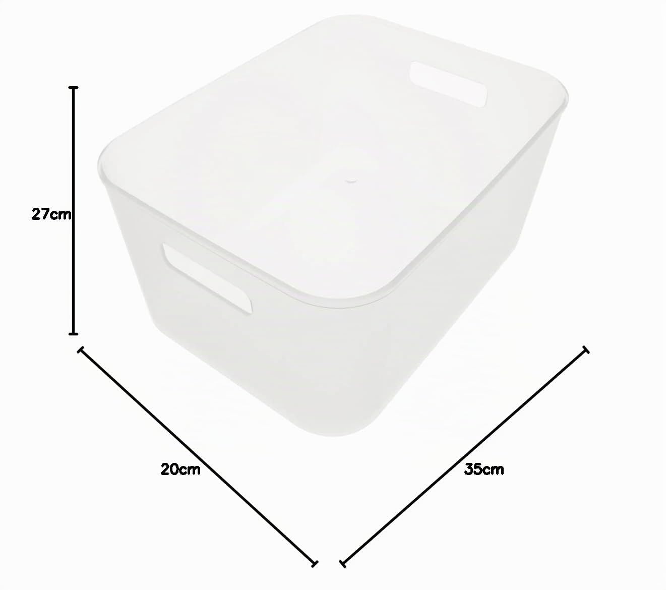 Cetomo 17L*4 Cesta de Almacenamiento de Plástico, Caja de Almacenamiento Abierta, Contenedores Para Estanterías, Organizadores con Asas Para oficina, Gabinetes, Claro, 17L-4 Unidades (35*27*20cm)