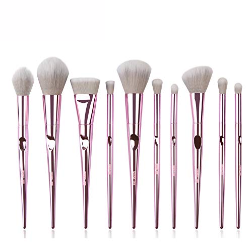 Hiar 10pcs Hight quality Makeup Brush Set Cosmetic Tools Kits Professional Synthetic Foundation Powder Cream Blush Eye Shadows Brushes (Rose gold)