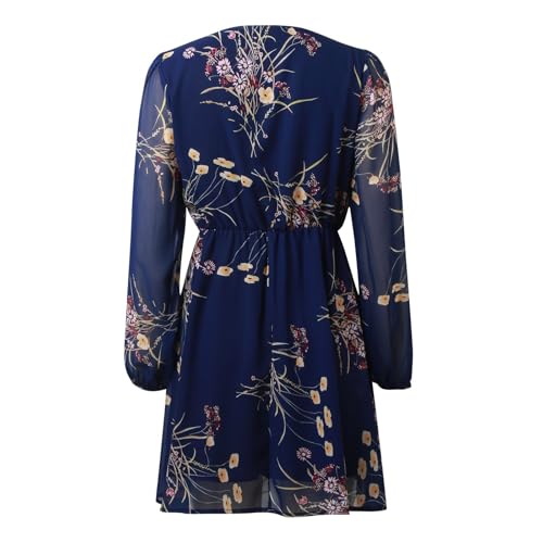 Minivestido de gasa manga larga acampanada y estampado floral casual 3