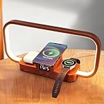 LED Bedside Lamp with Wireless Charger, 3 in 1 Touch Control Bedside Table Lamp, 5 Color Mode & Dimmable, Desk Lamps with Clock for Nightstand, Table Night Lamp for Bedroom, Gifts