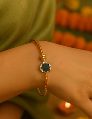Image of Gold Plated Heart Bangle Bracelet, Twisted Rope Design with Black and Crystal Accent, Adjustable Cuff Style, Fashion Jewelry for Women