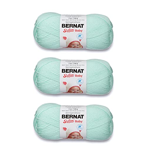 Image of Bernat Softee Baby Yarn for Crocheting Soft, Mint, 3-Pack