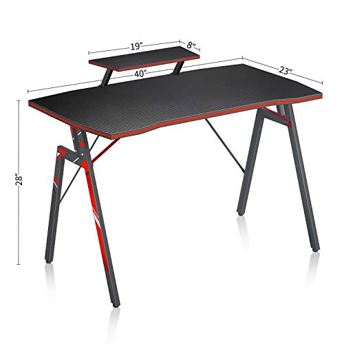 Desino Gaming Desk 40 Inch Pc Computer Desk, Home Office Desk Table Gamer Workstation With Cup Holder And Headphone Hook, Black #TOP2