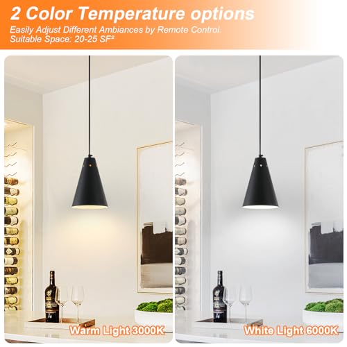 Dijiahua P-JDH116 Black Battery Operated Pendant Light 3 Pack With Remote Control,Wireless Led Mini Chandeliers With Metal Shade, Modern Dimmable 2 Color Temperatures Cord Hanging Indoor Lighting Fixtures thumb #5