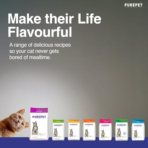 Image of Purepet Adult Dry Cat Food 1kg Pack | Real Chicken Flavour | Prevents Hairballs | Supports Cardiac Function | Promotes Skin Wellness | Enriched with Taurine