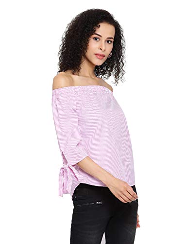 Image of oxolloxo Women's Off-Shoulder Cotton Striped Top