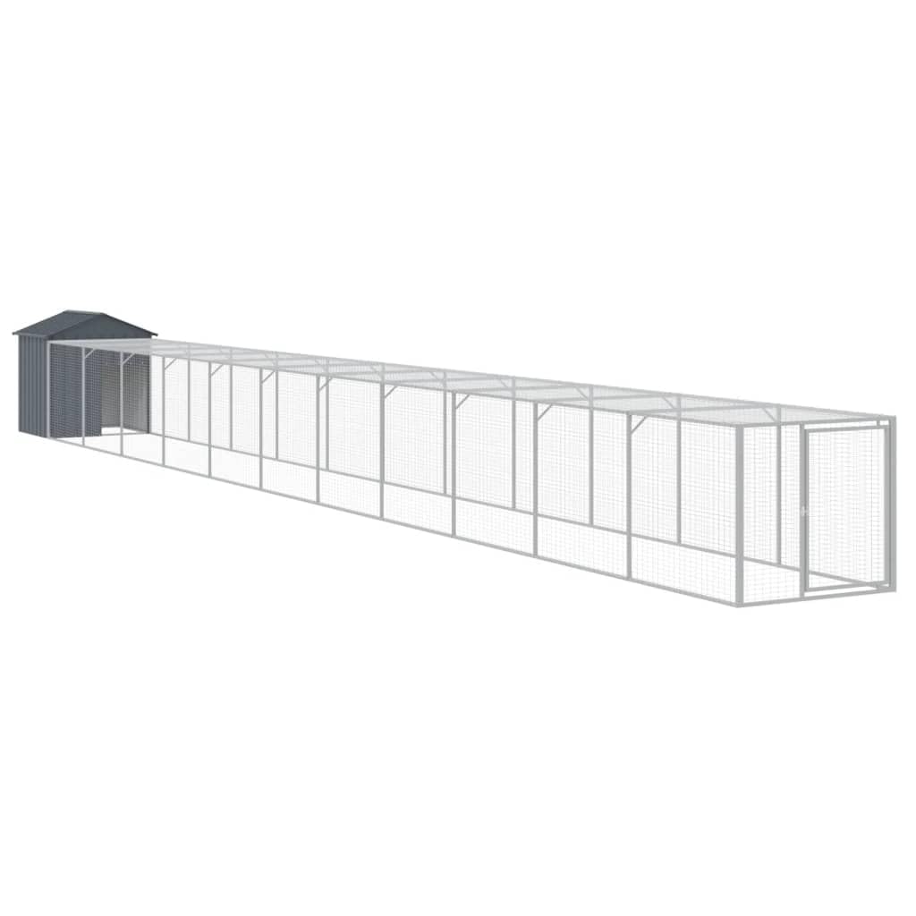 ShGaxin Jaula gallinas con Corral Acero galvanizado Gris 117x1221x123cm, Jaulas para Conejos, Jaula Cobaya, Jaula Hamster, Jaula para Gatos, Jaula Chinchilla, Recinto para Conejos - SPU:3189073