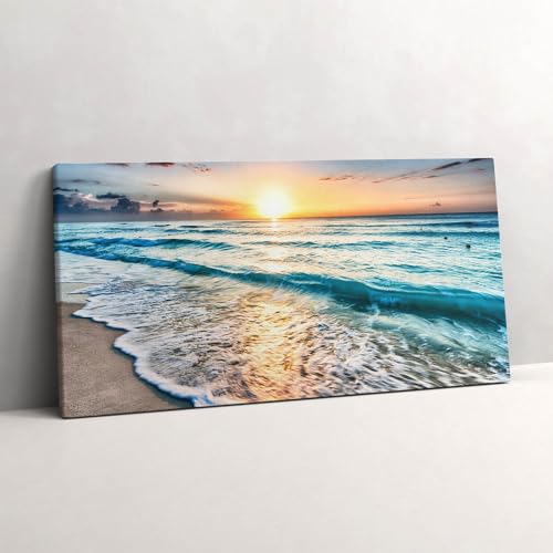 Tableau d'art mural de plage en sable fin Wallfluent une toile haut de gamme 120x60