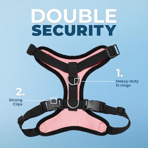 Image of Voyager Step-in Pet Harness - All Weather Mesh, Adjustable Step in Harness for Cats and Dogs by Best Pet Supplies - Pink /Black Trim, XS