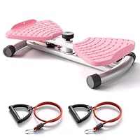 Taillen-Twister & Drehscheibe zum Abnehmen – Geräuschloses Heimfitnessgerät mit Widerstandsbändern, Bauchmuskeltraining, Balancetraining & Fußmassage, Rosa.