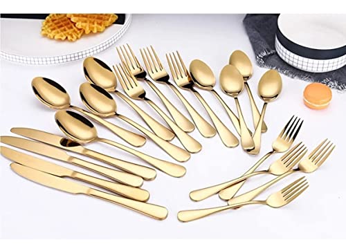 Image of Destroyer Gold Stainless Steel Cutlery Set, 12 Pieces, 6 Dinner Spoons & 6 Dinner Forks, PVD Golden Finish, 16 cm, Premium Flatware for Home & Kitchen