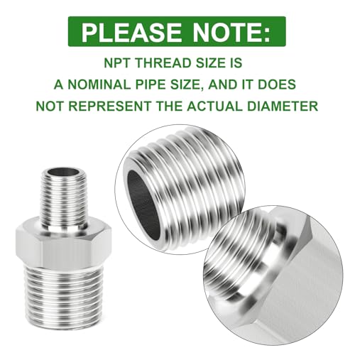 TAISHER 5PCS 304 SS New Hex Nipple, 1/2" NPT Male x 1/4" NPT Male by TAISHER - Used condition - Image 5