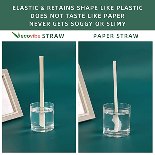 Ecovibe Straws Bamboo Straws Milkshake Straws Bamboo Straws Disposable Compostable Disposable Straw Straws For Hot Drinks Paper Boba Straws Bamboo Straw Drinking Bambo Straws Eco Straws（50 Pcs) #TOP3