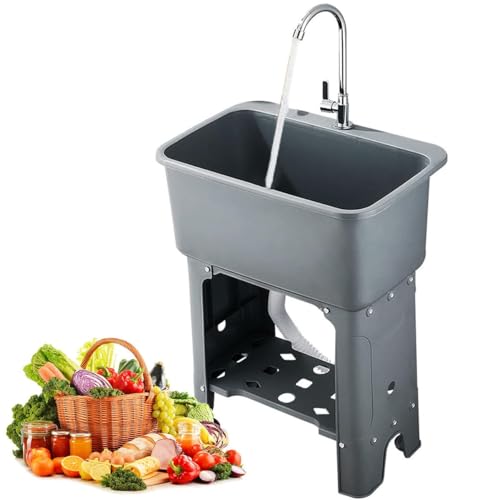 Évier de cuisine extérieur autoportant 30 po cuve unique en plastique épais avec robinet