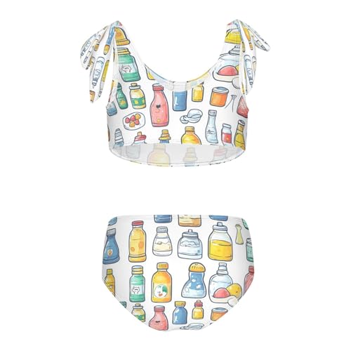 Boccsty Colorful Bottle Fruit Girls Tankini Swimsuit Kids Bikini Sets 2 Pcs Bathing Suit 3T2