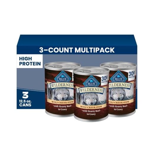 Blue Buffalo Wilderness Wolf Creek Stew High-Protein & Grain-Free Hearty Beef in Gravy Wet Dog Food, 12.5-oz can, 3 Count