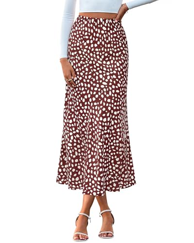 Image of BTFBM Satin Skirts for Women Trendy 2026 Summer Fall | High Waisted A-Line Leopard Print,Floral Print, Business Casual,Cocktail,Wedding Guest,Long Silk Midi Skirt