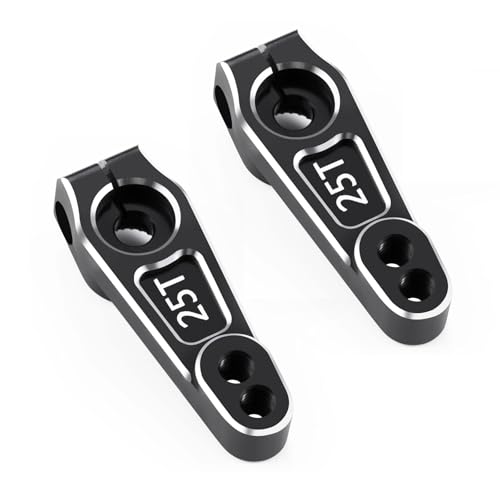 WEFEINO 2Pcs Metal 25T Servo Horn 16.5mm 25 Teeth Steering Arm Upgrade Parts for 1/8 1/10 RC Off-Road Crawler Drift Racing Car