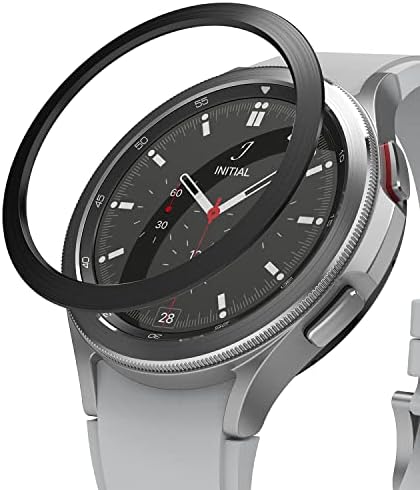 Ringke Bezel Styling Compatible with Samsung Galaxy Watch 4 Classic 46mm Adhesive Frame Ring Cover Anti Scratch [Stainless Steel] Protection for Galaxy Watch4 Classic 46mm – Black [46-05]
