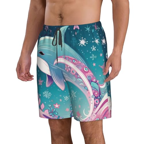 Men's Swim Trunks Cute Dolphin Snowflake Quick Dry Board Shorts Mens Bathing Suit Beach Swimwear with Pockets4