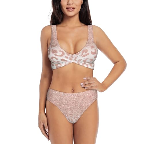 Bikini paillettes or rose à séchage rapide pour vos journées plage