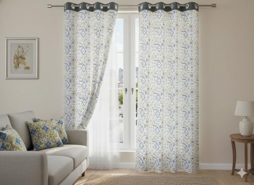 Image of Dekor World 2 Pieces Cotton Tribal Diamond Collection for Bedroom and Living Room (Grey, Long Door: 42x108 Inches)