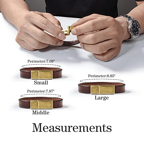 Caramel Leather Bracelet for Men, Custom Bracelets with Magnetic Clasp, Personalized Gifts for Dad, Boyfriend3