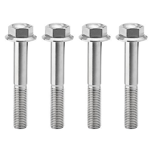 Image of Ti Screws M10 x 20 25 30 35 40 45 50 55 60 65 70 75 80 90 100mm 1.25 Pitch Titanium Flange Hex Bolt Pack of 4 (Silver, M10x65mm)