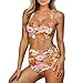 Yewattles Colorful Hippie Flowers Women Two Piece Bikini Set Sexy Halter Top Swimsuits Quick Drying High Waist Tummy Control Bottoms Breathable Bathing Suits Fashion Push Up Swimwear S-XXL