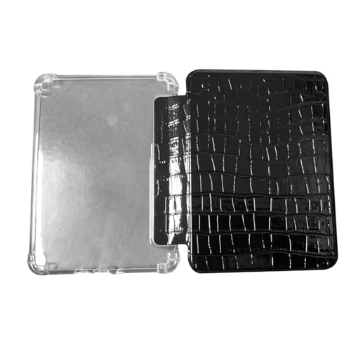 MoKo Funda para 7' Kindle Paperwhite 12th Generation 2024&Kindle Colorsoft Signature Edition, Cubierta Ultra Delgada Estuche Carcasa TPU Transparente Trasera Auto Activación/Reposo, Cocodrilo Negro