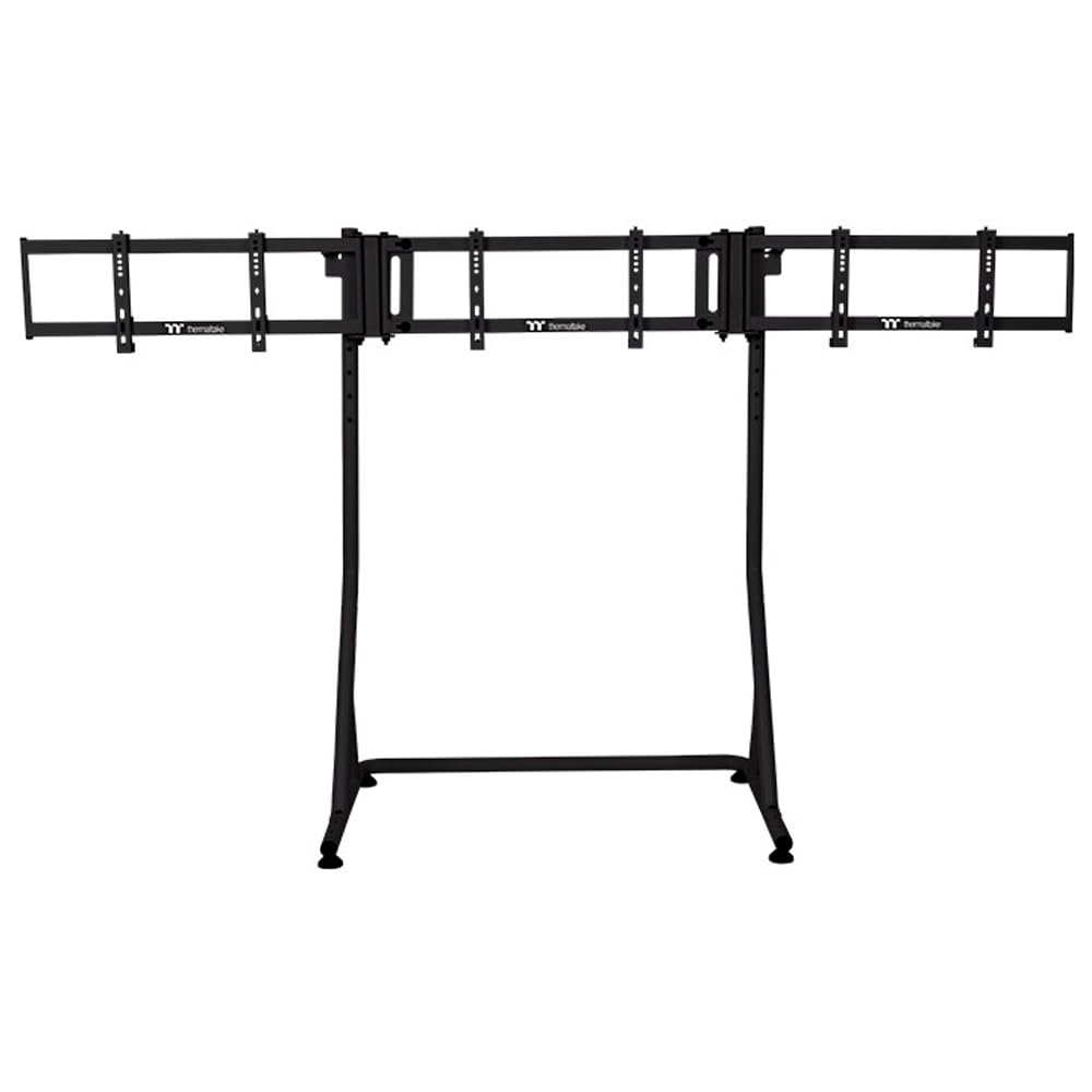 Thermaltake Triple Racing Monitor Stand Pro | Per 3 monitor 32″ curvi/34″ piatti | Struttura in acciaio | Altezza regolabile | Nero