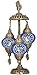 DEMMEX 2019 Stunning 3 Globe Turkish Moroccan Bohemian Table Desk Bedside Night Lamp Light Lampshade with North American Plug & Socket, 19 Inches (Blue Space)