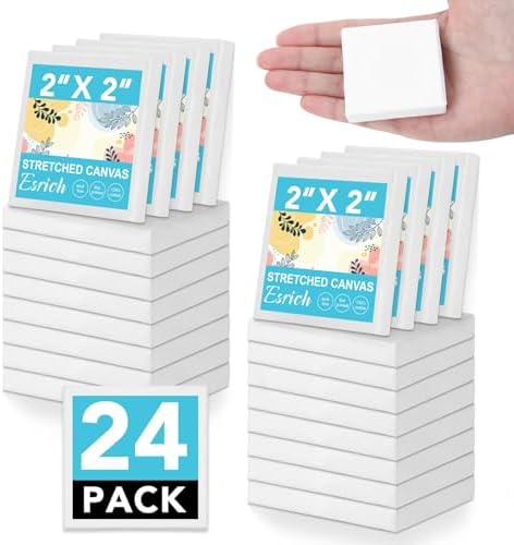 ESRICH Mini Stretched Canvas 24Pack 2x2inch, 2/5''Profile Art Pri...