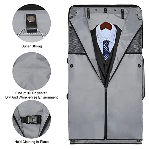 Rolling Garment Bag with Wheels, Garment Bags with Built-in TSA Lock, 22 Inch Travel Garment Bag Suitcase Luggage 2 in 1 for Business Travel Essentials Black3