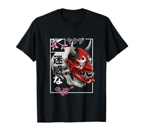 Hannya demonio Oni Noh máscara Estética Gráficos japoneses Camiseta
