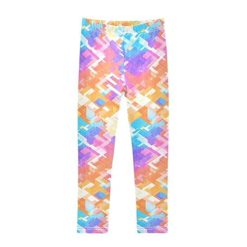 KLL Abstract Rainbow Stripes Toddler Girl Legging Stretch High Waisted Leg Yoga Pants Running