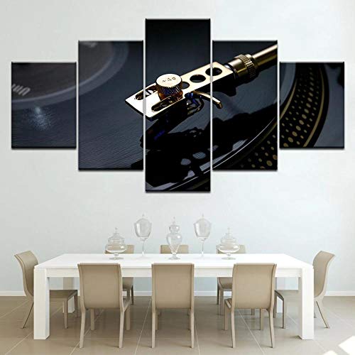5 Stück Musik CD Aufnahme Poster Schwarz-Weiß DJ Player Leinwandbilder Drucke Wandkunst Bilder Wohnkultur-40x60 40x80 40x100cm ohne Rahmen
