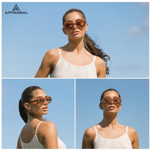 Retro Oval Sunglasses for Women Men Trendy Hexagon 90s Sunnies Chunky Shades AP37123