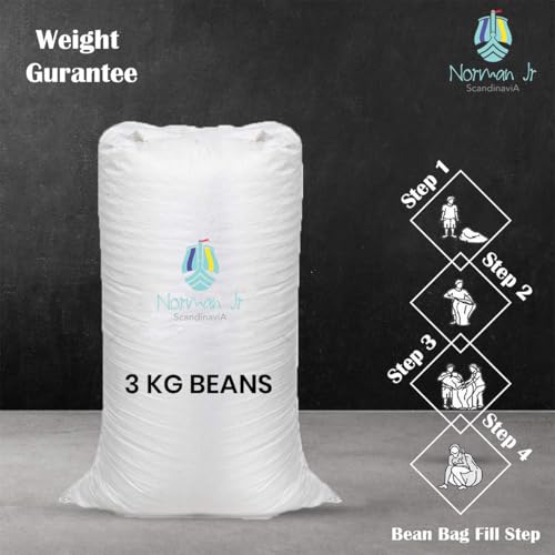 Image of NORMAN JR Premium Virgin Grade Thermocol Balls Refill for Pillows, Sofa, Bean Bags, Soft Toys & Beans for Bean Bag Refill 3 Kg (White)
