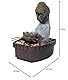 dobar® 96430e Design Zimmerbunnen Buddha mit LED Beleuchtung | Tischbrunnen Kunststein | Kleiner Springbrunnen | Dekorativer Zierbrunnen Wohnzimmer/Büro/Indoor | 20,5 x 16,5 x 27 cm | Grau